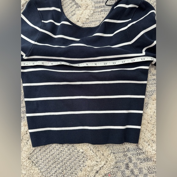 Zara navy and white striped knit top - Picture 4 of 7